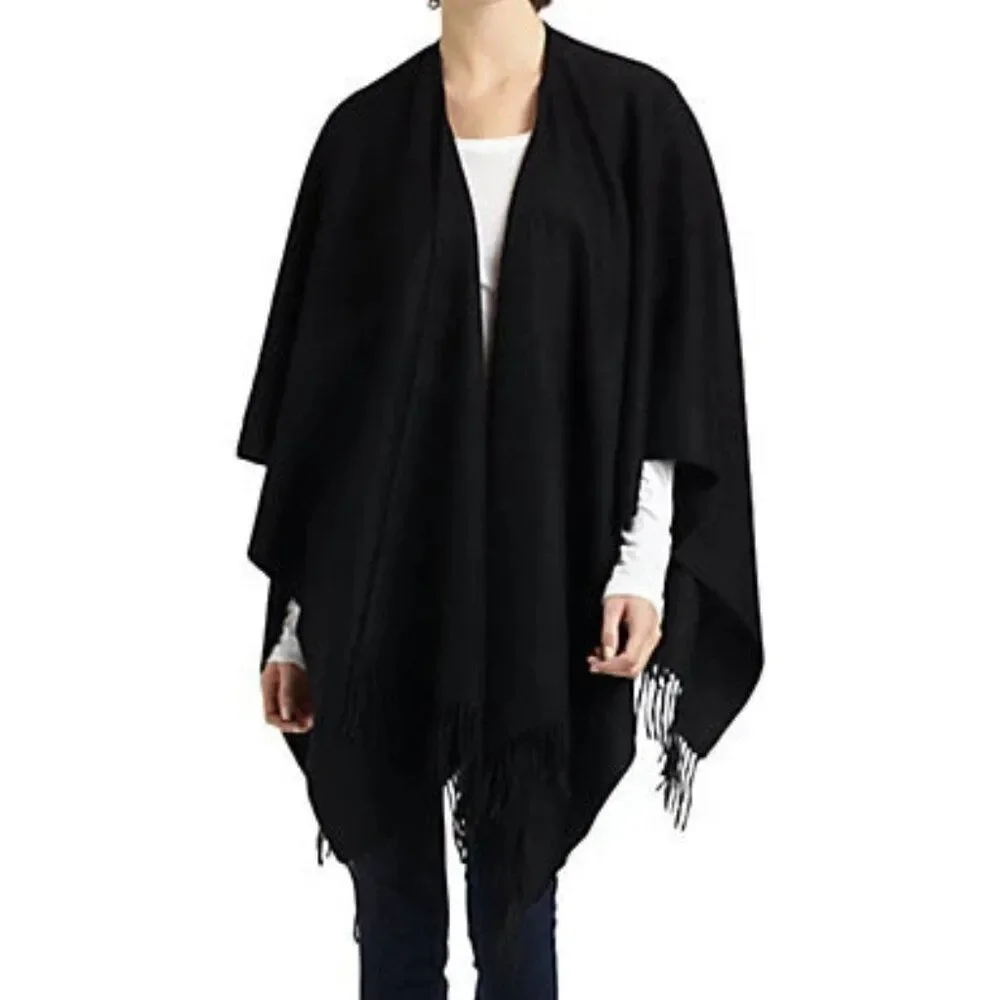 PORTOLANO Black Lambswool Ruana 33